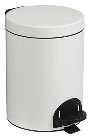 Image de Poubelle 5l à Pédale Métal Laqué Blanc/Seau Antibacterien