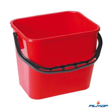 Image de Seau polypropylène 12L Rouge Gradué/Anse Ergonomique