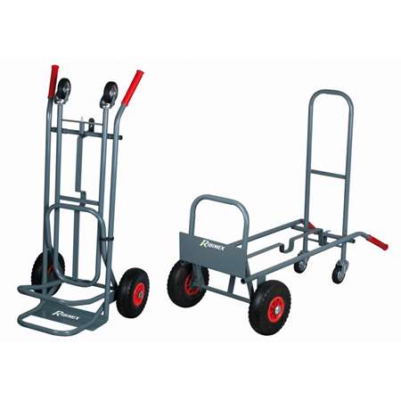 Image de Chariot Diable 2 en 1 bavette fixe et rabattable, 4 roues