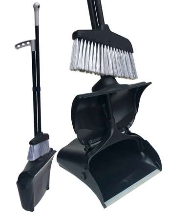 Image de Pelle Set Aeroport Noire Maxi avec balai manche télescopique